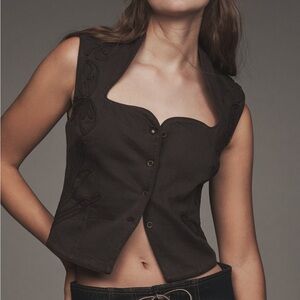 Anthropologie Brown Button-Up Vest
